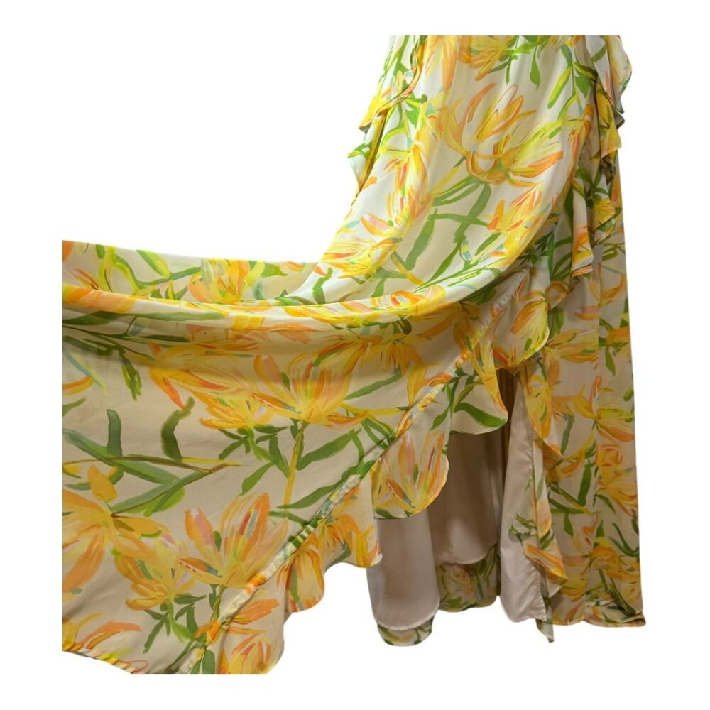 ASTR The Label Alyssa Ruffle Floral Pleated Cut-Out Maxi Dress Size M - Picture 6 of 13